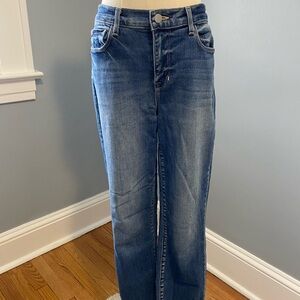 L'AGENCE Mid-Wash Cropped Straight Leg Jeans